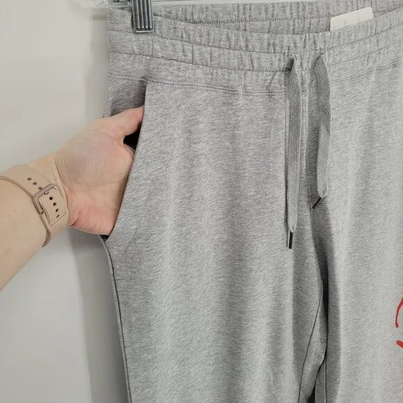 Ed hardy by Christian Audigier womens large gray spellout love heart sweatpants